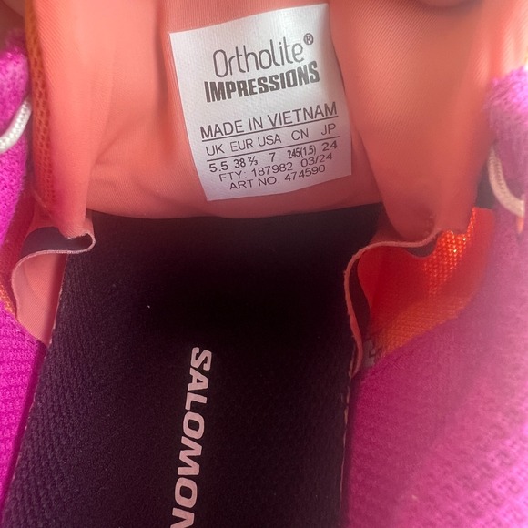 Salomon Sense Ride 5 Women's 7 Trail Running Shoes Orange Pink Birds of Paradise - Picture 13 of 13